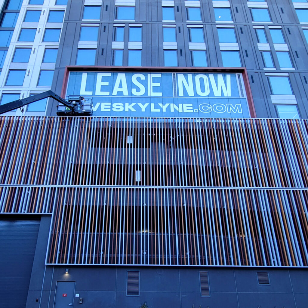 The Waymark - VisualPro Custom Graphics. The VisualPro team used perforated window vinyl to create this large graphic,