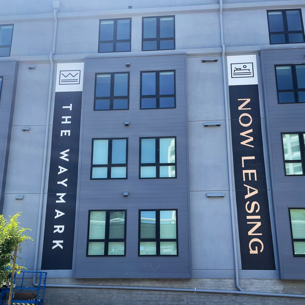 The Waymark - VisualPro Custom Graphics. The VisualPro team used 3M Vinyl to create large visual signage to advertise the property.