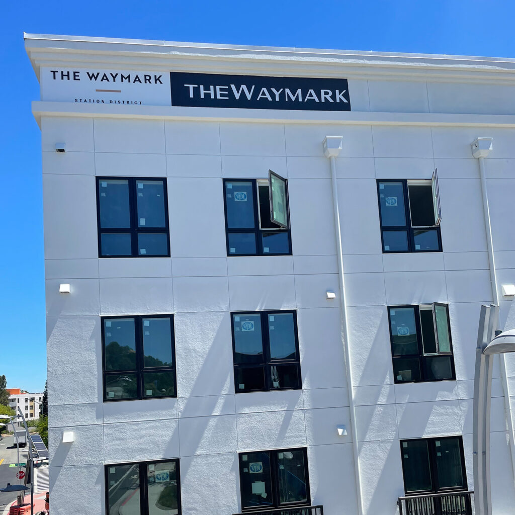 The Waymark - VisualPro Custom Graphics. The VisualPro team used 3M Vinyl to create large visual signage to advertise the property. 