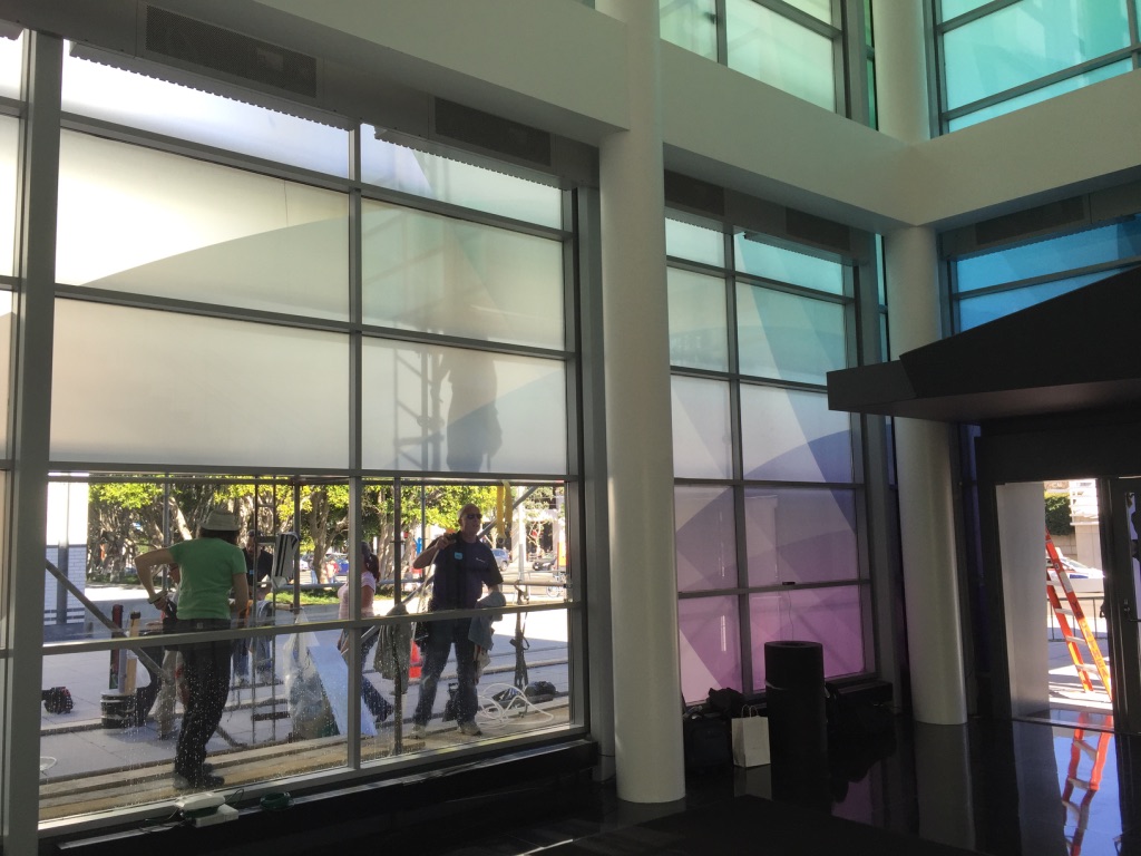 VisualPro installed large custom graphics for an Apple Event in San Francisco.