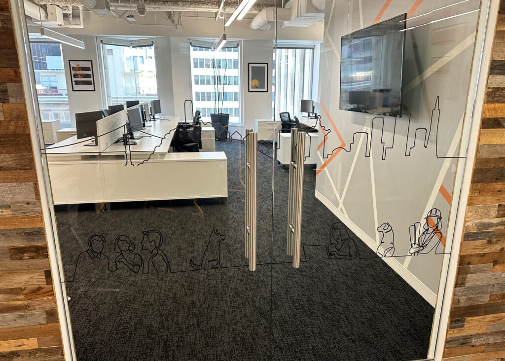 Custom graphics affixed to the doors.