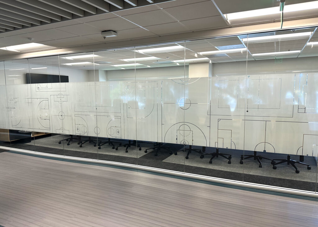 An entire wall of custom window film