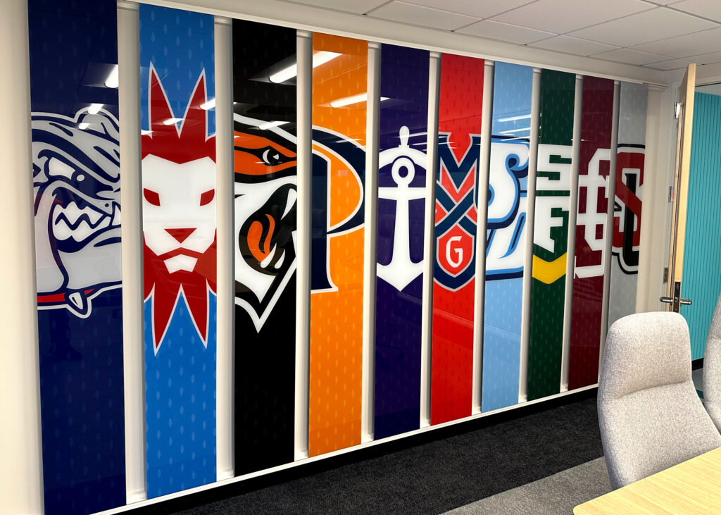 Bold custom acrylic wall panels